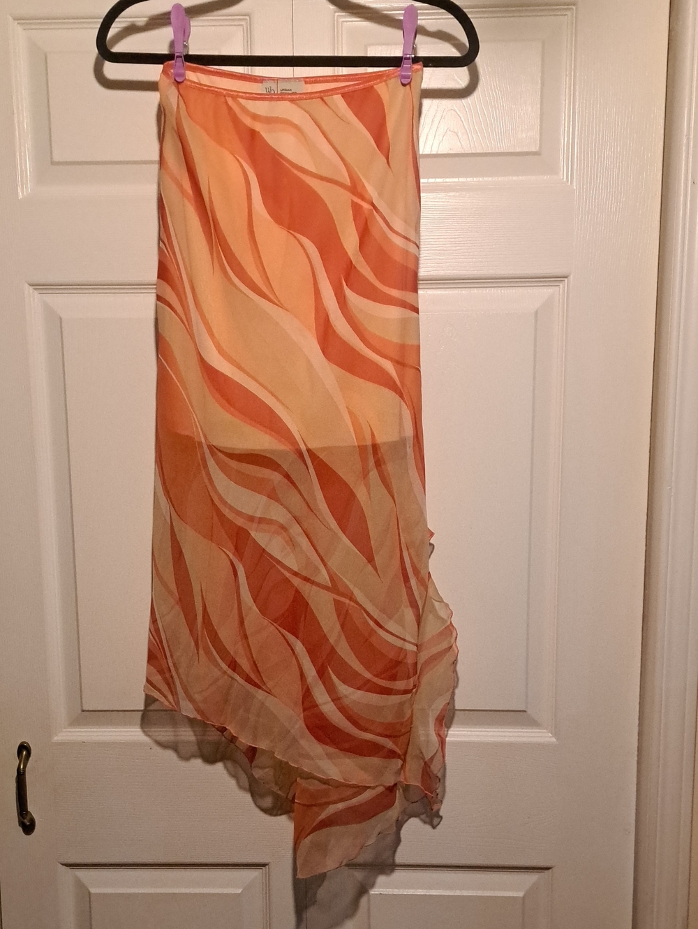🧨Urban Behavior-Vintage pink,red &Tan Printed Skirt With Side Split